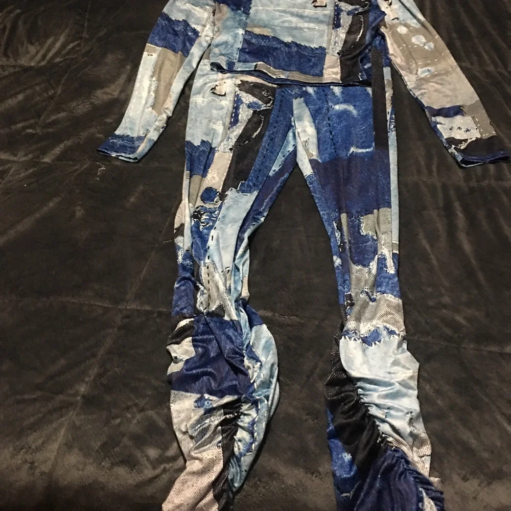 MIXED PRINT PANTS SET BLUE NEW SIZE MEDIUM LARGE EX LARGE AND. 2X AVAILABLE - Picture 3 of 4